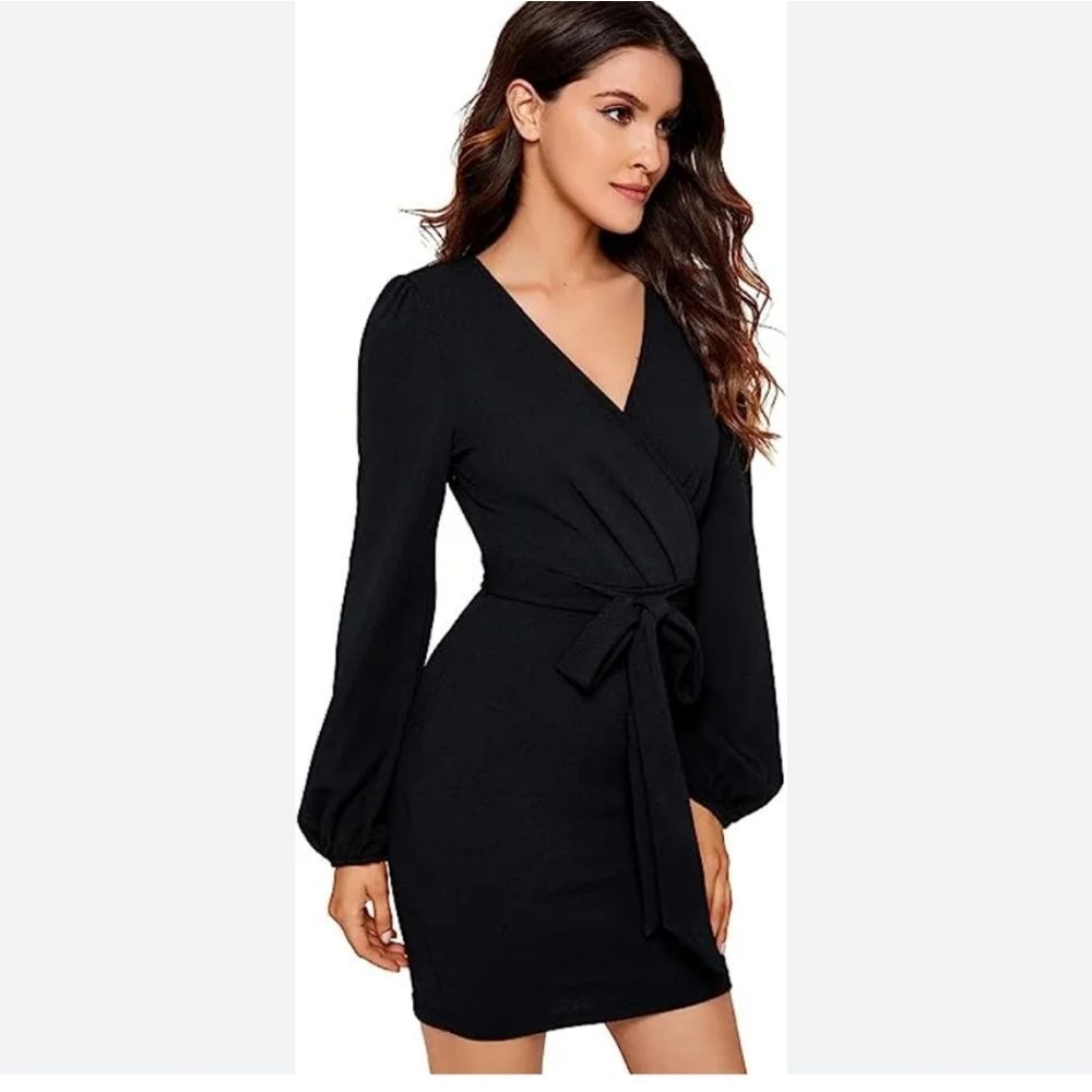 Madewell black surplice wrap dress